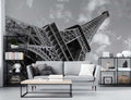 Eiffel Tower Wallpaper : Black White Paris Perspective Mural