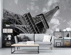 Eiffel Tower Wallpaper : Black White Paris Perspective Mural