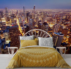 Night City Lights Wallpaper : Aerial Skyscraper Mural - View 3