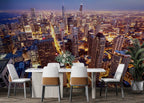 Night City Lights Wallpaper : Aerial Skyscraper Mural