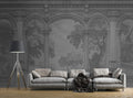 Charcoal Arches Wallpaper : Classical Colonnade Garden View Mural