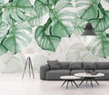 Monstera Wallpaper : Hanging Green Watercolor Leaves Mural