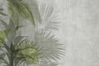 Palm Shadow Wallpaper : Faded Grey Leaf Mural - View 2