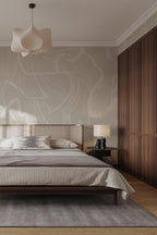 White Abstract Lines Wallpaper : Beige Brush Stroke Pattern - View 3