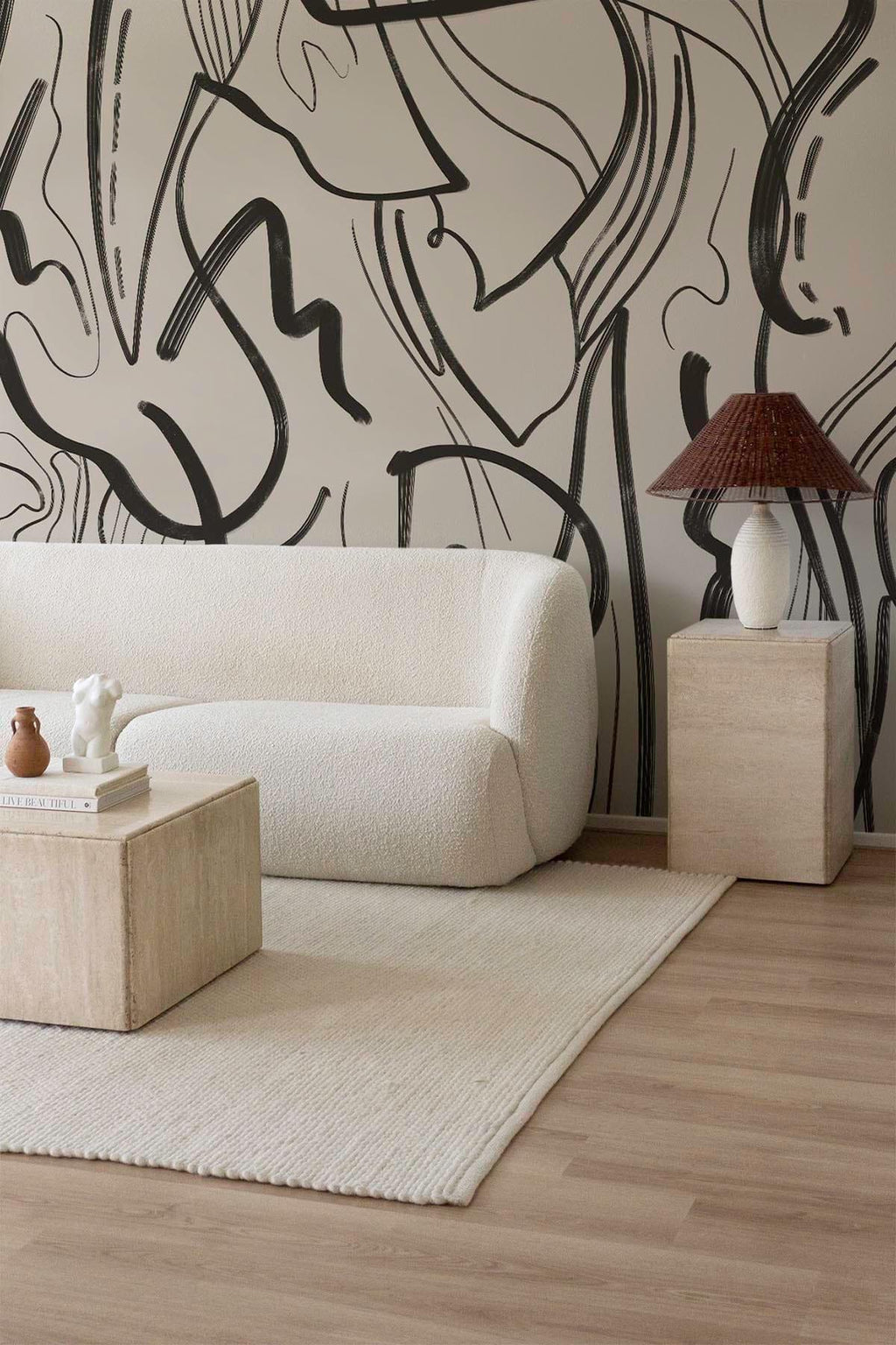 Black Abstract Lines Wallpaper : Brush Stroke Pattern - View 4