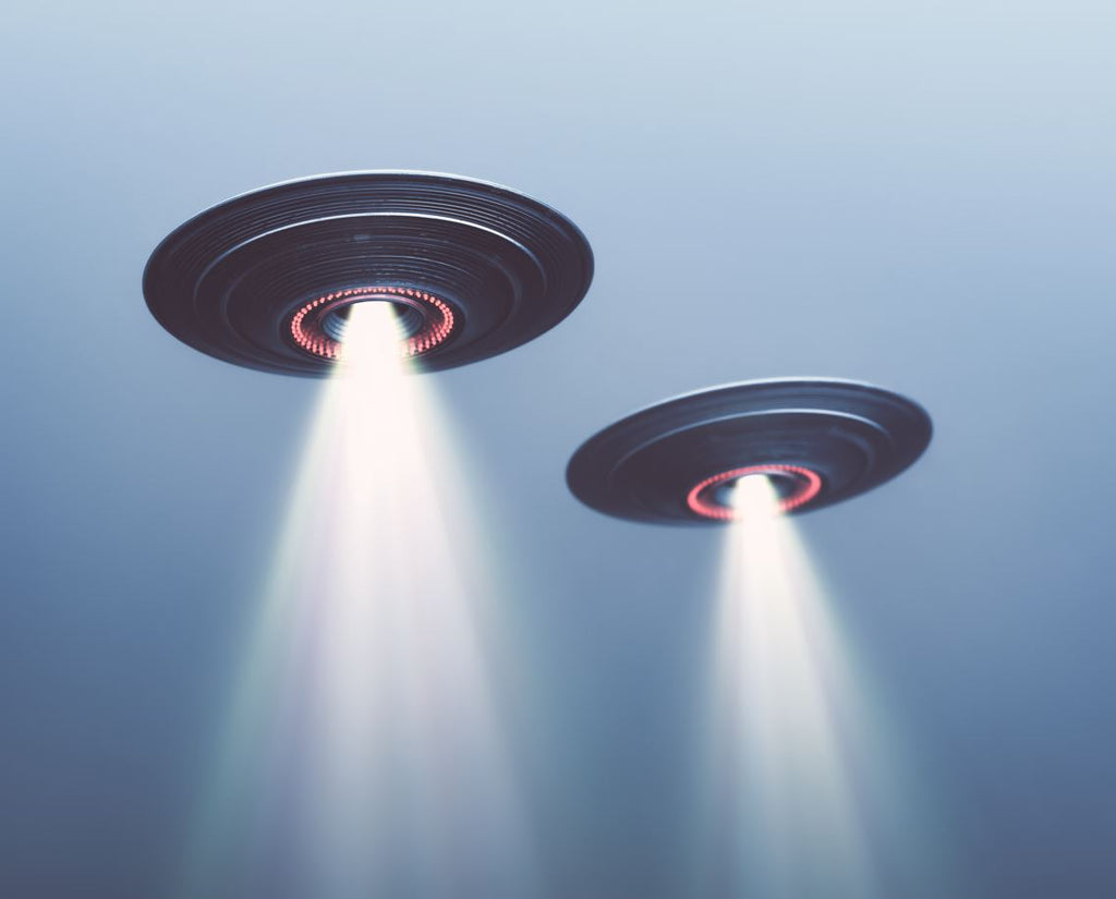 UFO Wallpaper : Glowing Flying Saucers Kids Mural - View 2