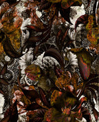 Dark Botanical Wallpaper : Moody Frosted Leaves Mural - View 2