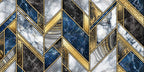 Navy Gold Marble Wallpaper : Geometric Chevron Mural - View 2