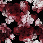 Crimson Peony Wallpaper : Dark Red Floral Mural - View 2