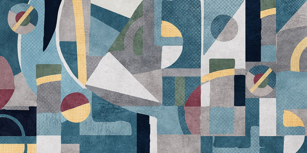 Textured Geometric Wallpaper : Concrete Shapes Modern Mural - View 2