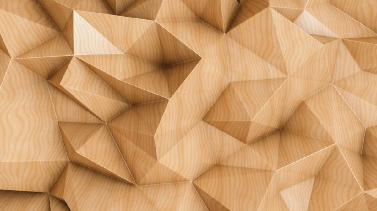 3D Wood Wallpaper : Faceted Geometric Timber Mural - View 2