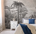 Black and White Jungle Wallpaper : Palm Tree Etching Mural