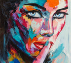 Pop Art Portrait Wallpaper : Colorful Oil Painted Face Mural - View 2
