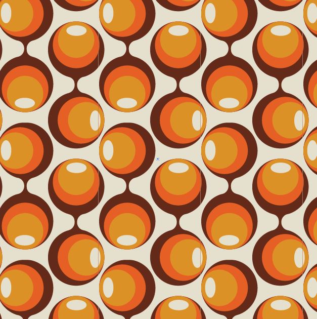 Retro 70s Wallpaper : Orange Circle Geometric Pattern - View 2