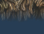 Navy Gold Palm Wallpaper : Hanging Tropical Leaves Mural - View 2