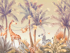 Safari Animals Wallpaper : Palm Tree Jungle Kids Mural - View 2