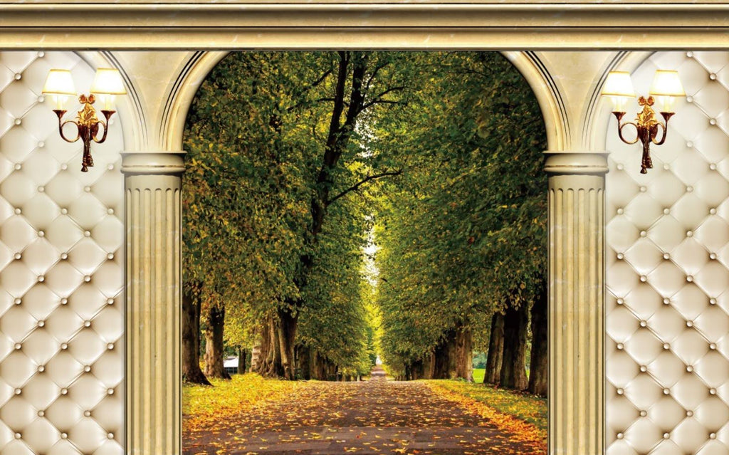 Palace Arch Wallpaper : Green Forest Path View Mural - View 2