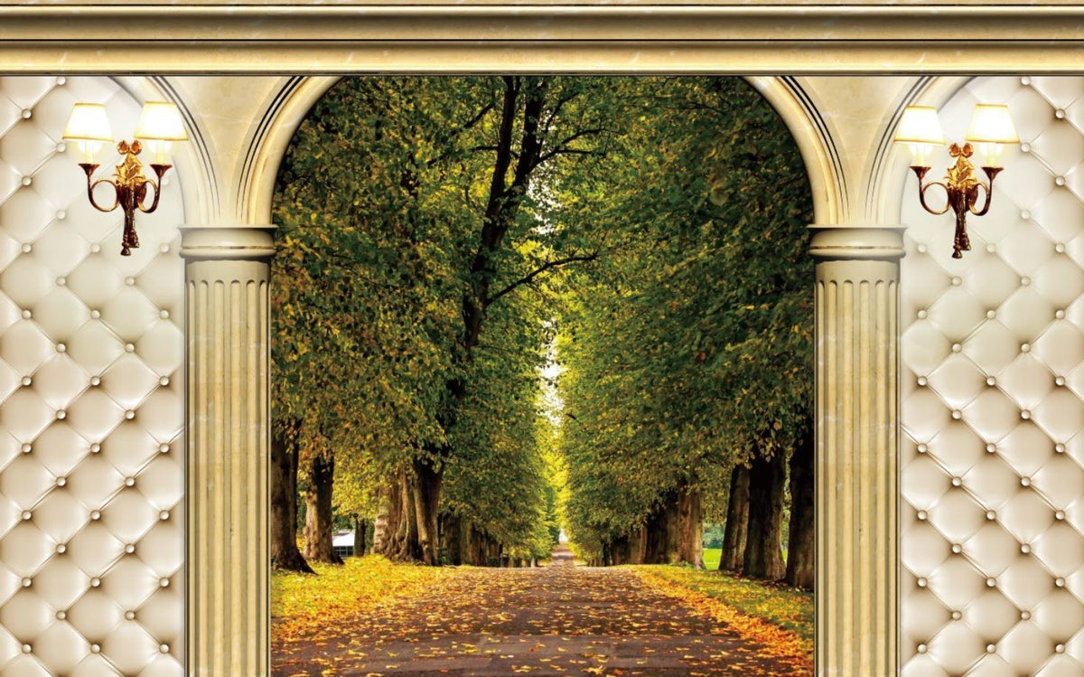Palace Arch Wallpaper : Green Forest Path View Mural - View 2