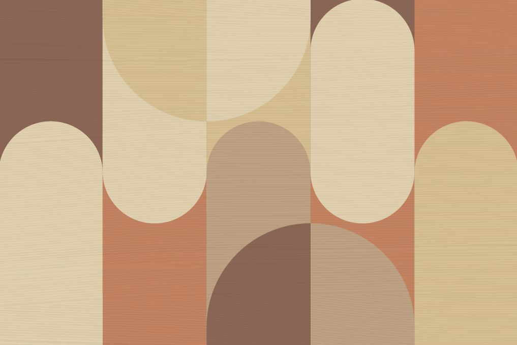Beige Arch Wallpaper : Soft Geometric Mid-Century Mural - View 2