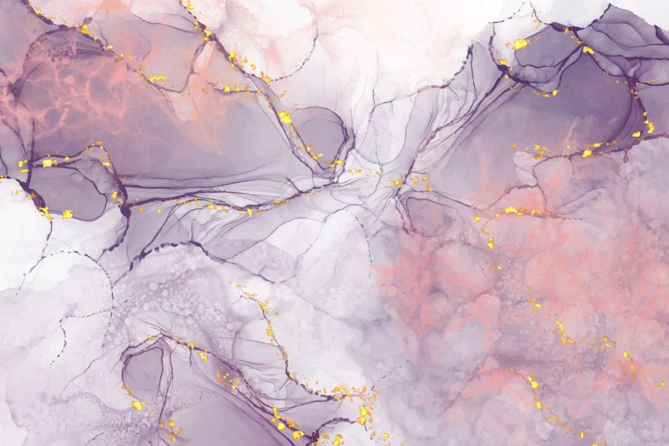 Lilac Marble Wallpaper : Gold Fleck Alcohol Ink Mural - View 2