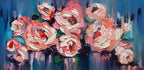 Oil Painted Rose Wallpaper : Impasto Coral Floral Mural - View 2