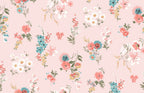 Pastel Floral Wallpaper : Soft Pink Ditsy Flowers Pattern - View 2