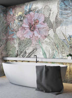 Sketched Rose Wallpaper : Pastel Line Art Floral Mural
