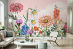 Wildflower Meadow Wallpaper : Daisies and Daffodils Botanical Mural - View 3