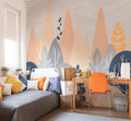 Orange Mountain Kids Wallpaper : Grey Peaks and Trees Mural