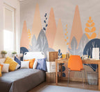 Orange Mountain Kids Wallpaper : Grey Peaks and Trees Mural