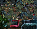 Dark Enchanted Garden Wallpaper : Moody Jungle Wildlife Mural