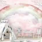 Pink Rainbow Cloud Wallpaper : Dreamy Kids Sky Mural