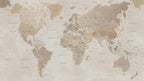 Classic Political World Map Wallpaper : Soft Beige Map Mural - View 2