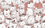 Doodle Cats Wallpaper : Orange Cartoon Kitten Pattern - View 2