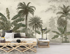 Green Palm Tree Wallpaper : Misty Banana Tree Mural - View 3