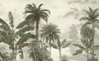 Green Palm Tree Wallpaper : Misty Banana Tree Mural - View 2
