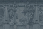 Charcoal Arches Wallpaper : Classical Colonnade Garden View Mural - View 2