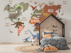 Dinosaur World Map Wallpaper : Kids Continents Mural