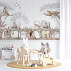 Lions in the Garden Wallpaper : Classical Arches Animal Mural