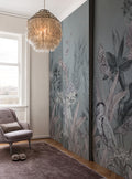 Misty Fern Garden Wallpaper : Sage Botanical Birds Mural
