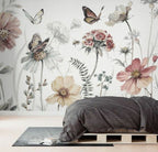 Wildflower Butterfly Wallpaper : Daisy Meadow Floral Mural - View 2
