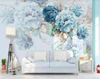Blue Peony Bouquet Wallpaper : Oversized Floral Mural - View 3