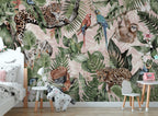 Parrot Jungle Wallpaper : Blush Tropical Safari Mural