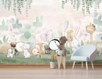 Animal Band Kids Wallpaper : Woodland Friends Floral Mural