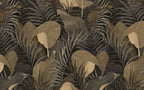 Dark Gold Leaf Wallpaper : Moody Tropical Foliage Mural - View 2