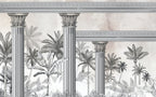 Classical Columns Palm Wallpaper : Monochrome Temple Tropical Mural - View 2