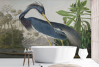 Blue Heron Wallpaper : Vintage Louisiana Bird Botanical Mural - View 2