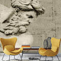 Zeus Statue Wallpaper : Classical Marble Bust Sepia Mural