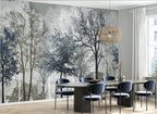 Bare Tree Forest Wallpaper : Grey Winter Woods Mural - View 3