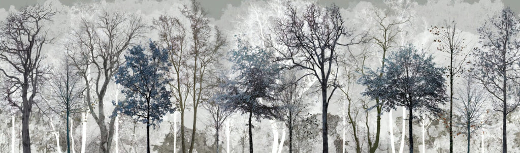 Bare Tree Forest Wallpaper : Grey Winter Woods Mural - View 2